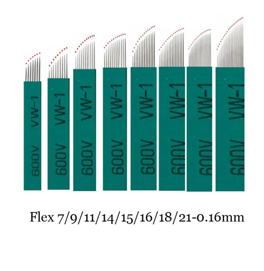 100 stcs 016 mm groene nano lamina micro 1215 flex chanfrada microblading naalden voor tebori microblading permannet handmatige pen 210328342939