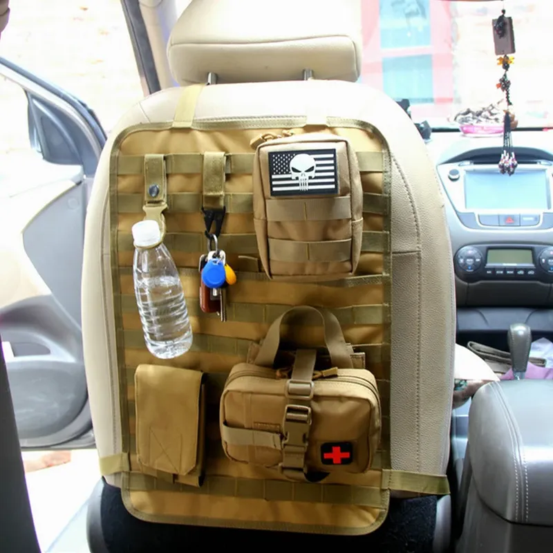 Acessórios Organizador do banco de carro tático do Exército Universal Organizador Militar Molle Seat Protector Ferramentas Outdoor Ferramentas Automóveis Pacote de armazenamento