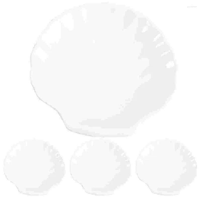 Dinnerware Sets 4 Pcs Appetizer Tray Shell Dish Western Plate Ceramic Salad Multi-function Plates Creative Dessert Trays White