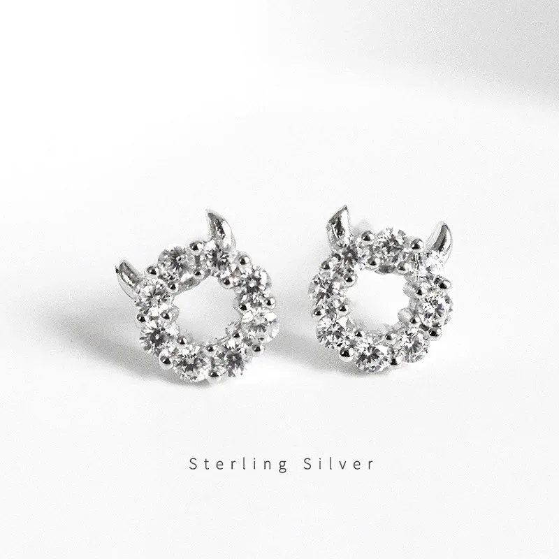 Stud Earrings Unique And Minimalist S925 Devil With Small Diamonds