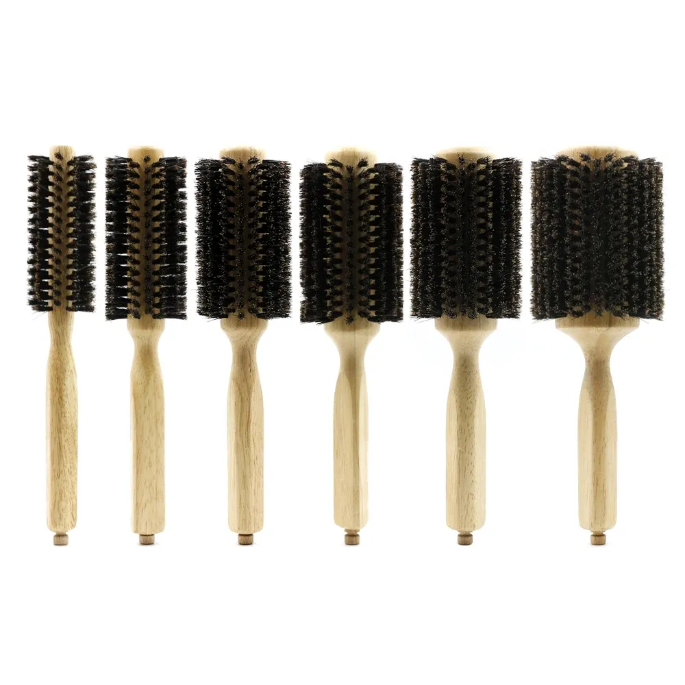 Brosse 6 PCS Ponts de sanglière Brosse ronde Brosse en bois Brosse de cheveux Brosse de queue amovitable Pin de coiffure professionnelle brosse à cheveux Round peigne