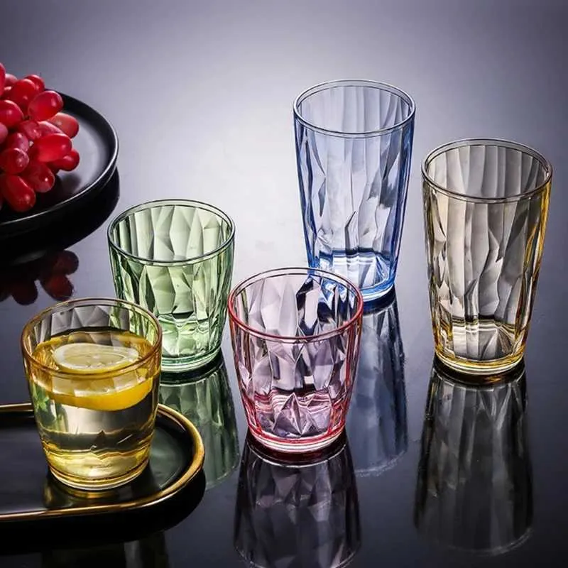 Tumblers Acrylic Drinking Glass Non Fragile Plastic Wine Champagne Shatterproof Water Bar 55KF H240425