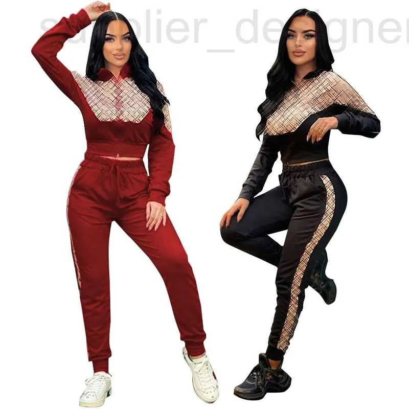 Women's Two Piece Pants designer DD0056 New Fashion Style Casual Splicing Set Long sleeved Zipper 44FY