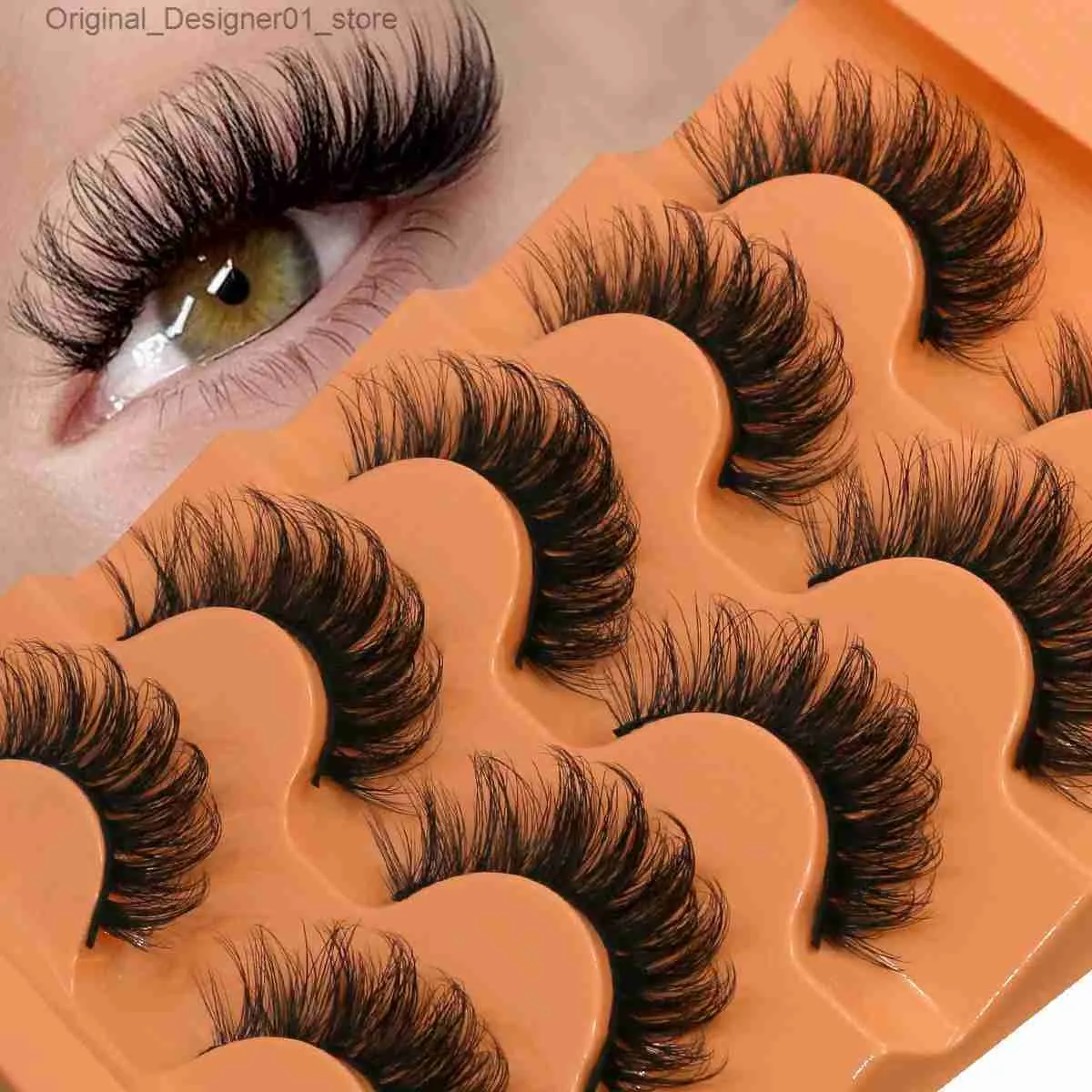 False Eyelashes Groinneya 5 pairs of fluffy eyelashes 8D volume fake eyelashes Russian stripe eyelashes extended thick and soft curly fake eyelash makeup Q240425