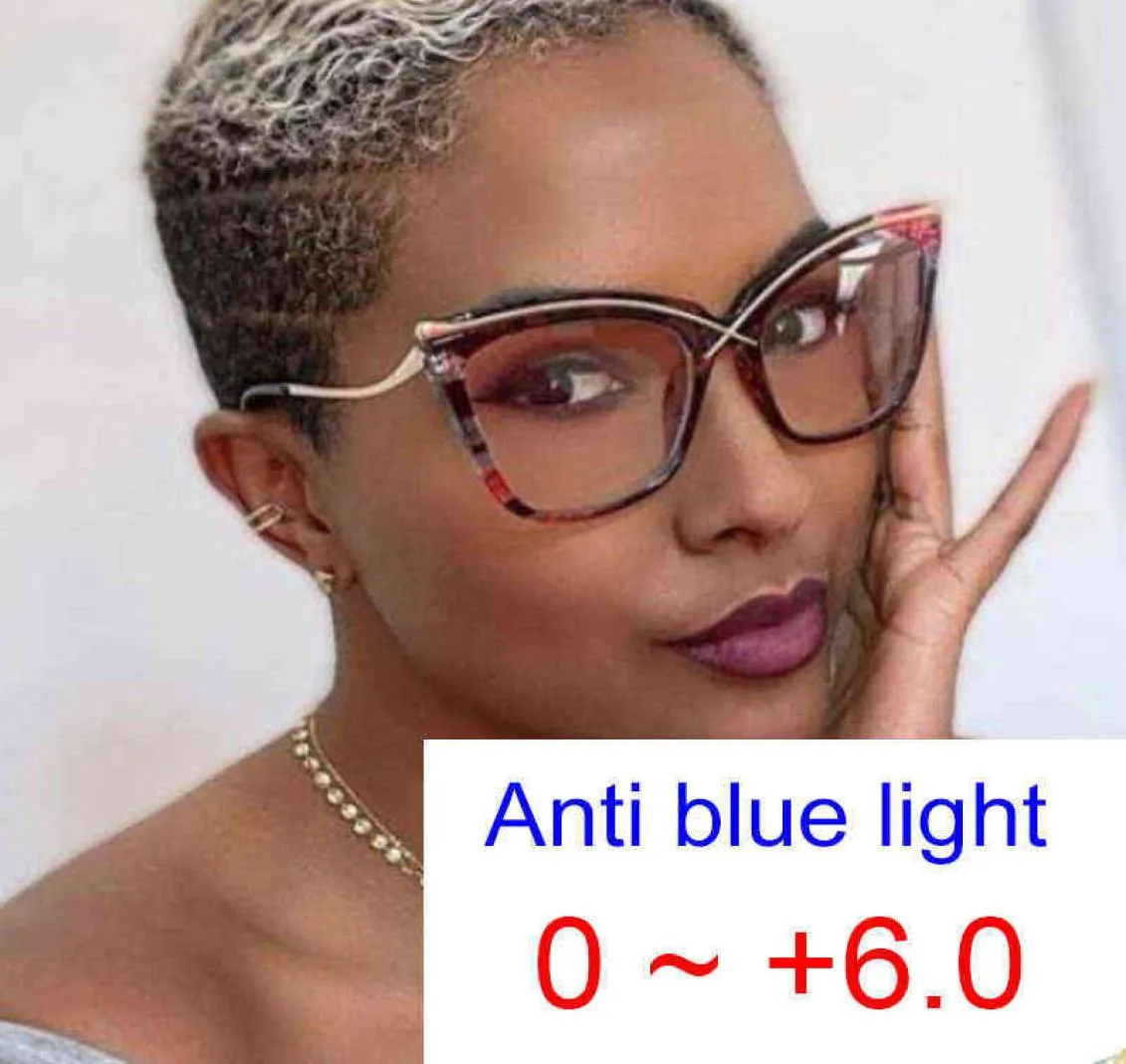 Zonnebrillen retro bloem kat oog leesbril voor vrouwen luxe designer optische lens brillen plus 0 tot 60 anti -blauw L7671233