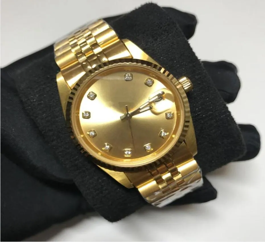 Automatisk Asien 2813 Luxury Watches Yellow Gold Men Women Datejust 36mm Sweepines Glide Smooth Second Hand Luminous Needles A8482731