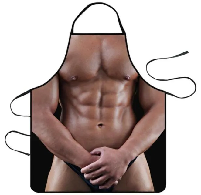 Aprons Kitchen Apron Male Personalized Work Clothing For Cooking BBQ Individual Muscle Printing Men Funny4216191