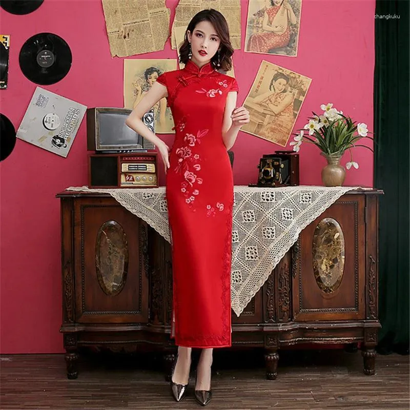 Chinese Mandarin Dress Dark Green High Split Qipao Oriental Long Tight  Cheongsam from Dhgate Ethnic Clothing - price 69.91