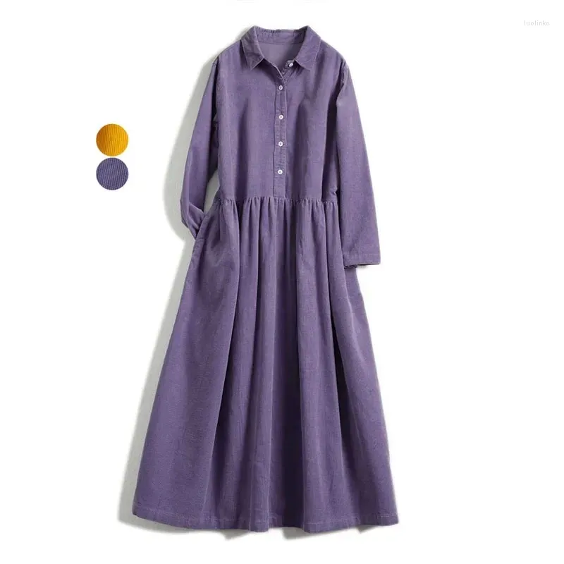 Save Big on Bulk Corduroy Dresses For Women Korean Clothing Womens Corduroy  Dress: Autumn Winter Long Sleeve Shirt Dress Ladies Corduroy Shirts,