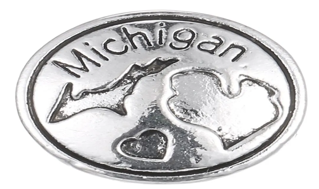 10pcllot 2017 Silver Michigan Snap Buttons 18 mm Charms Jewelry Snap dla DIY Srebrna Bransoletka Snap1765653