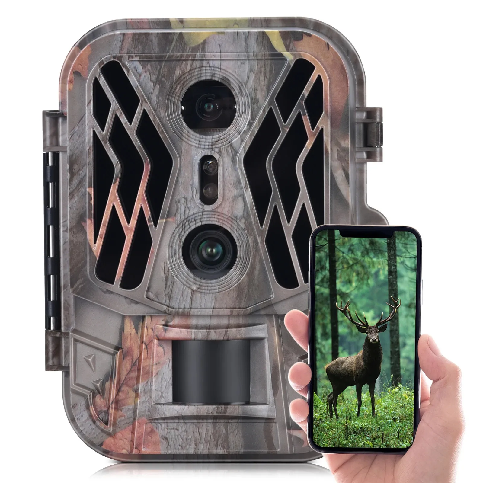 Dual Lens Trail Camera 36mp 4K Motion Activated Wildlife Hunting No Glow Night Vision Scouting Security 240422