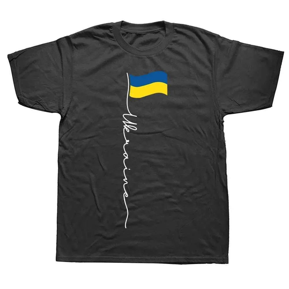 T-shirts masculinos Flag da Ucrânia Flag da Ucrânia Pólo Ukrainiano T camisetas gráficas de streetwear curto Presentes de aniversário T-shirt de verão T240425
