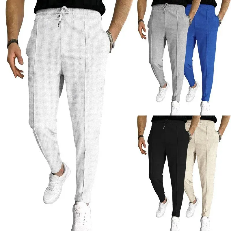 Corea Mens Spring Autumn Fashion Business Casual Long Pants elásticos Selásticos rectos Formal Formal más gran tamaño 240422