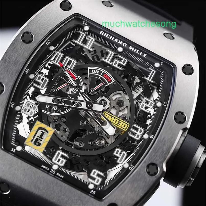 Luxury Men's Watches RM Automatisk kronograf Wrist Swiss Technology Mens Series RM030 Automatiska maskiner Mens Titanium Material 50 42,7mm mätuppsättning GIU4
