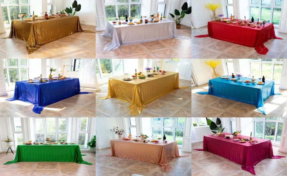 Table Cloth Manteles Para Fiesta Gala Decoration Tablecloth Sequin Rectangular Wedding Party Christmas Halloween Ceremony Cover1439488