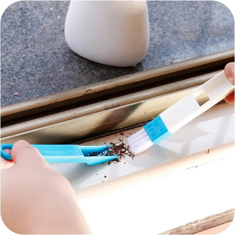 Portable Two-in-one Cleaning Brush Multifunctional Door and window Keyboard Groove Cleaner Dust Shovel Window Rail Cleaning Tool