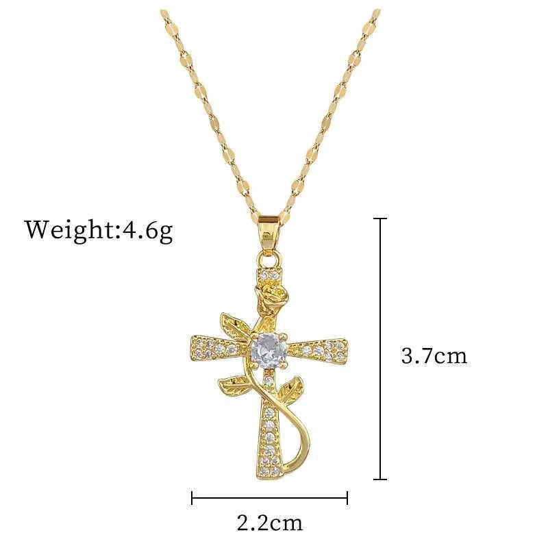 Collane con ciondolo in acciaio inossidabile, dolce cuore, chiave, stella, corona, cristallo, zircone, collana a catena girocollo per donna_voghion.com