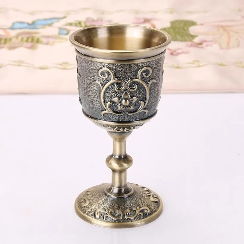 Mokken Fijn afwerking Vintage Zink Alloy Chalice Wine Goblet Cups Drinkware Decor Gifts204S