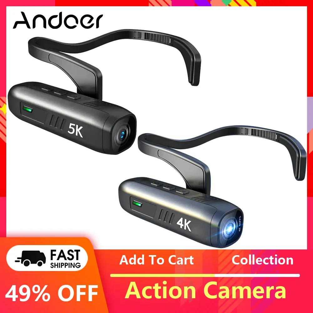 Camcorders Action Camera Head Mounted Video Camera Wearable WiFi Camcorder 120°Wide Angle Len Antishake Builtin Battery APP Control