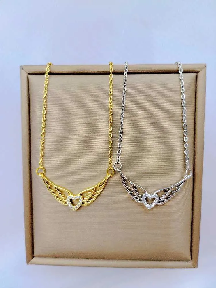 Collane Moda Ciondolo Collana Ali d'Angelo Classico Personalità Forma di Cuore Versatile Ciondolo Squisito Catena Clavicola_voghion.com