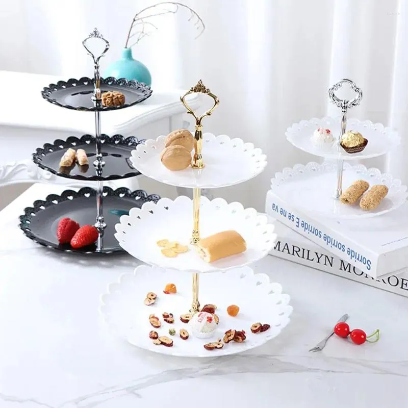 Plates 3 Tier Afternoon Tea Holder Display Rack Cake Stand Fruit Tray Dessert Plate Tableware