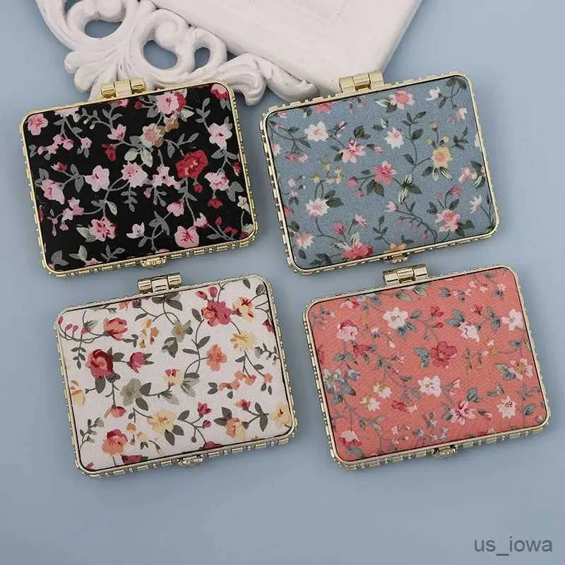 Mirrors 1pc Mini Makeup Compact Pocket Floral Mirror Portable Two-side Folding Make Up Mirror Women Vintage Cosmetic Mirrors for Gift