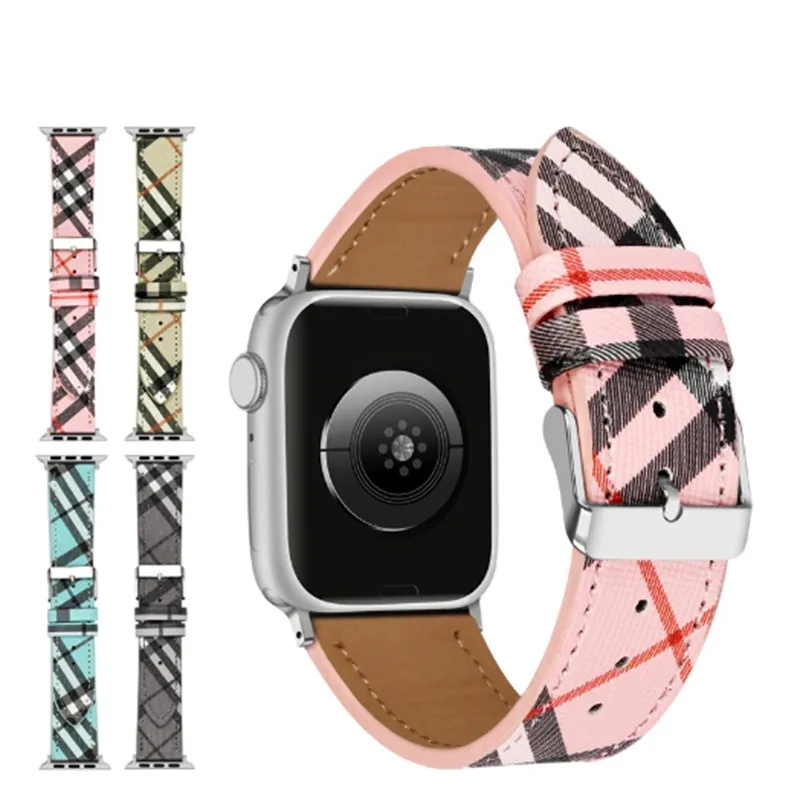 Luxury Apple Watch Band 38 40 41 42 44 45 49 49 mm de cuero de flores Strap Wutband para iWatch 8 7 6 5 4 SE Diseñador Bandas LX00510 L01