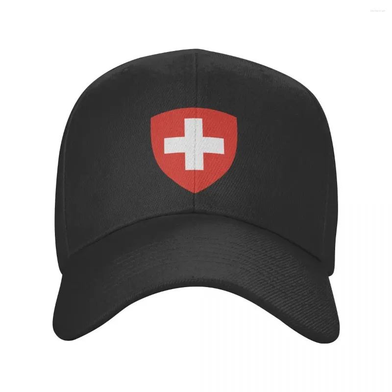 Caps de bola punk unissex brasão de armas na Suíça Baseball Cap