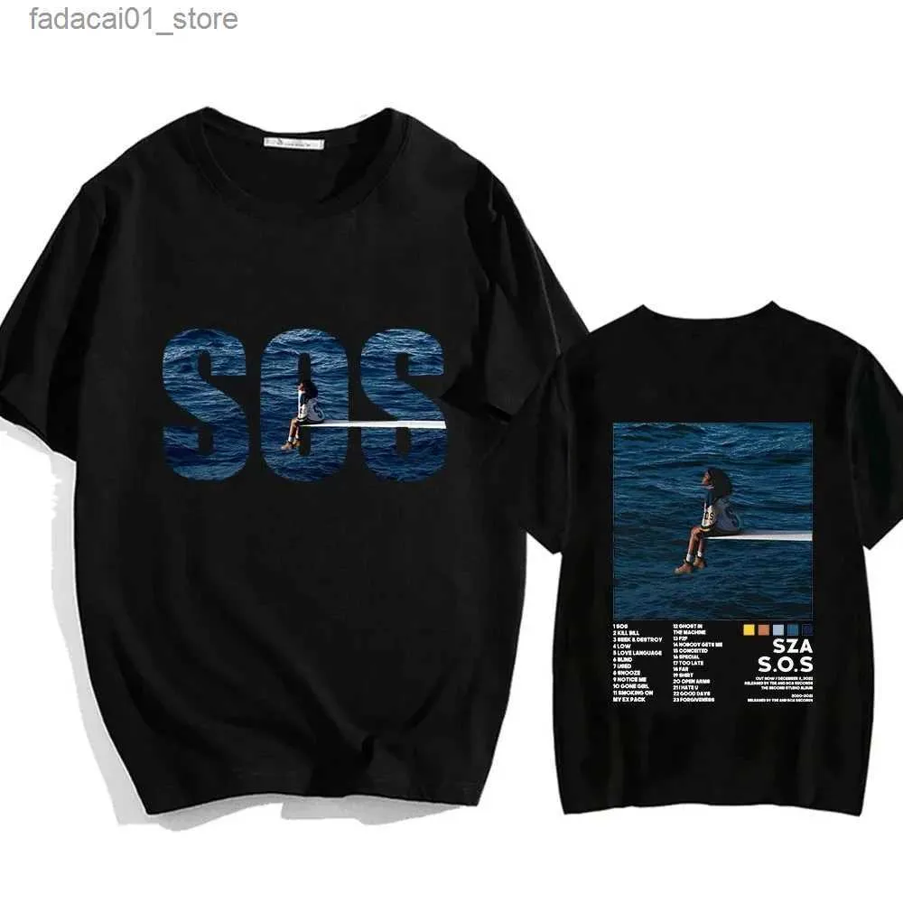 Мужские футболки 2024 SZA SOS Тяжелые умственные аниме футболки Funko Pop Tshirt 100% хлопковые мужчины/женские футболка с печатью хип-хоп.
