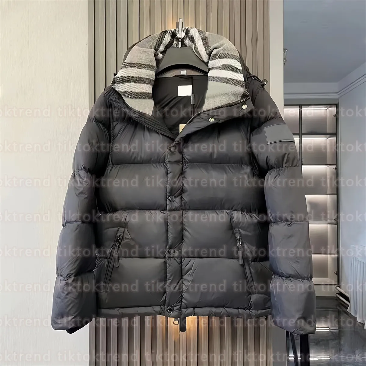 Warm Puffer Jacket Mens Hooded Parka Jacket, Oversized Winter Coat - Main Image