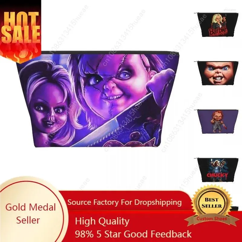 Cosmetic Bags Bride Of Chucky Makeup Bag For Women Travel Organizer Cute Horror Movie Storage Toiletry