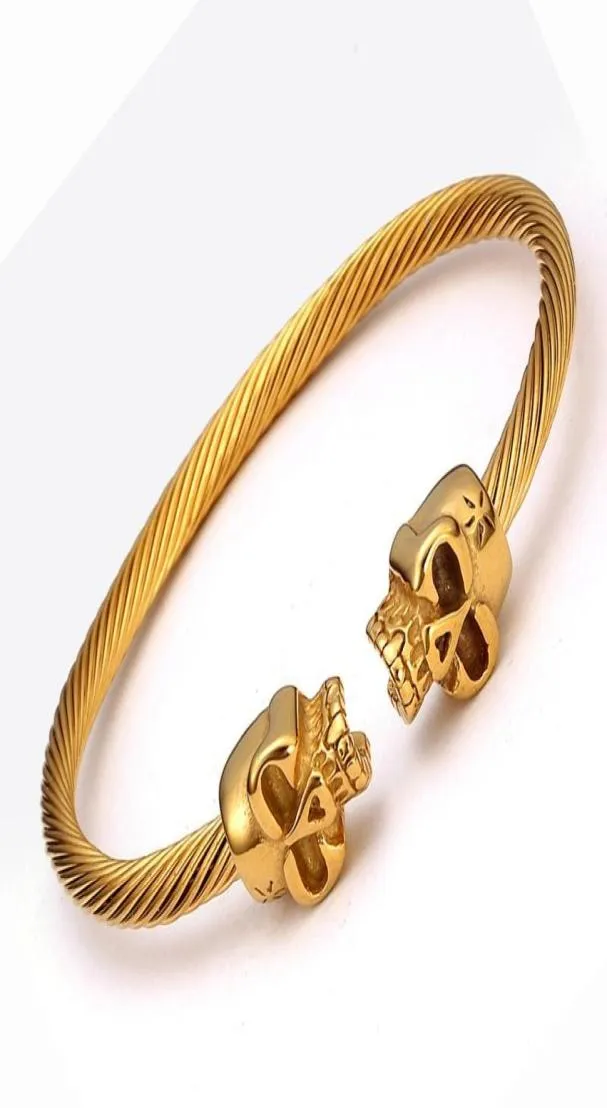 Bangle classique en acier inoxydable Open hommes femmes charme bracelets crâniens bracelets vintage sportifs vikings mâle bijoux gothiquebangle8281748