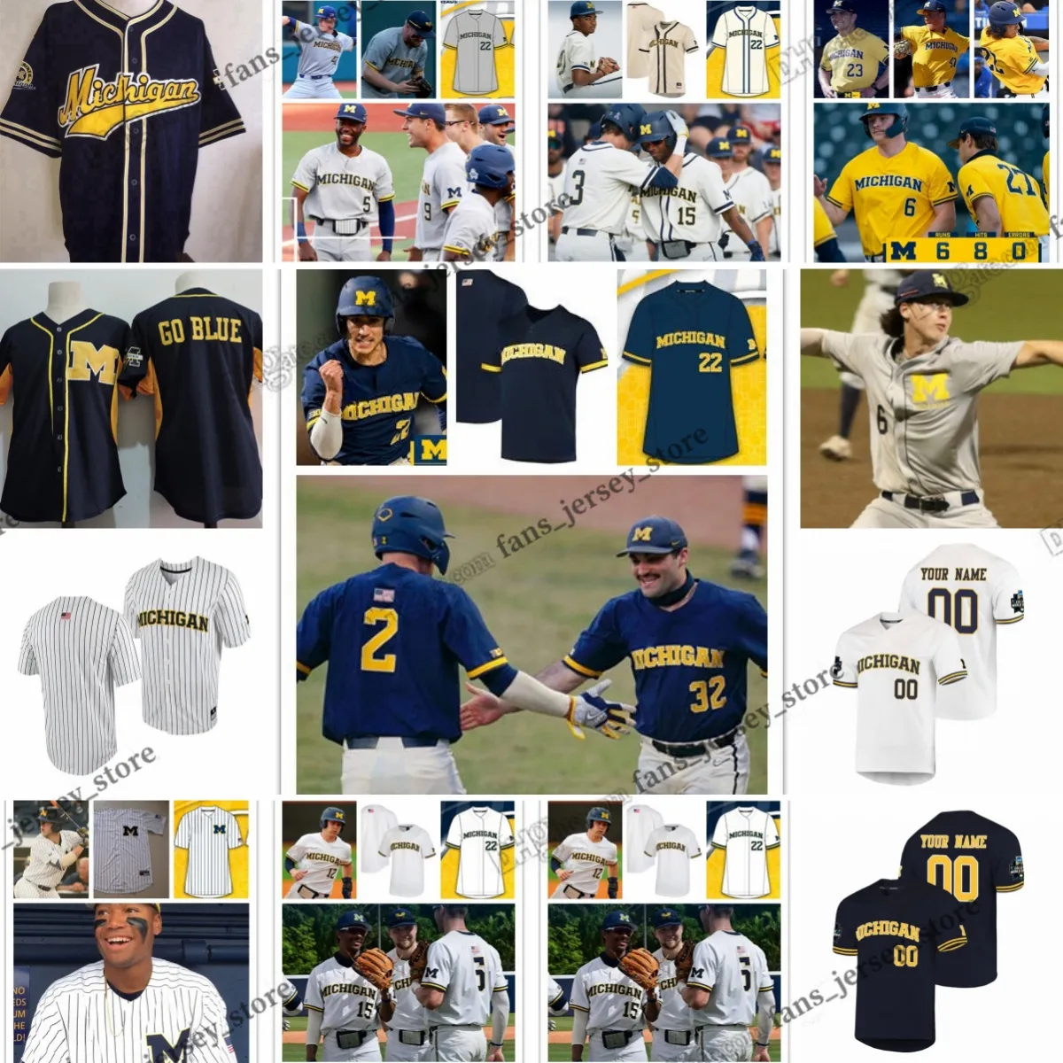 NCAA S-6XL Custom Stitched Michigan Wolverines College Baseball Jersey 16 Barry Larkin Alec Rennard Jim Abbott Don Lund Bill Erik Bakich Miles Lewis Brewer