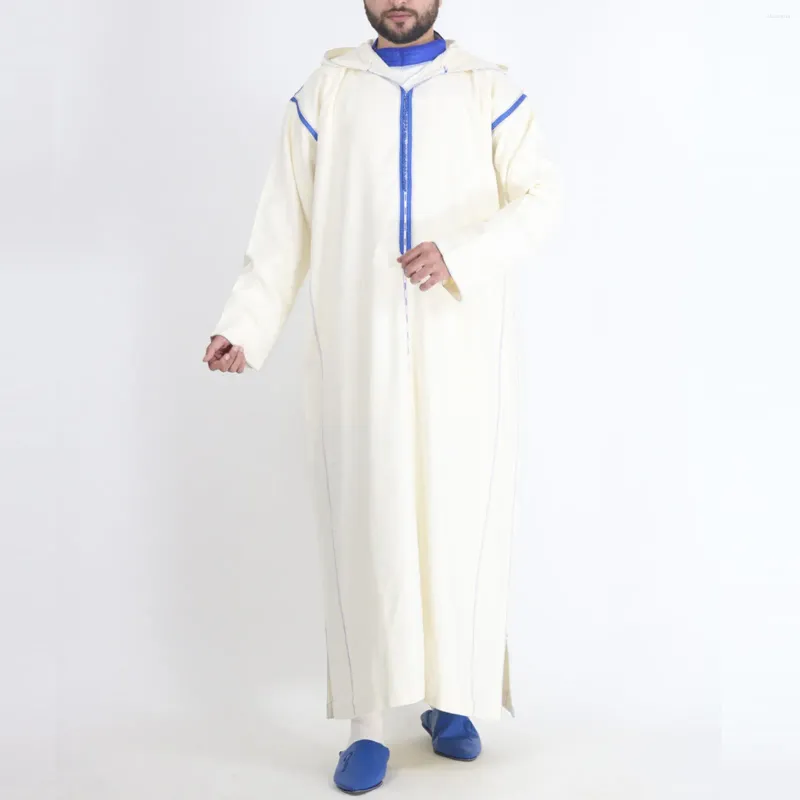 Ubranie etniczne męskie menu swobodne muzułmańskie szatę stały kolor z kapturem na Bliskim Wschodzie Kostium narodowy luźne koszulę biznesową Abaya