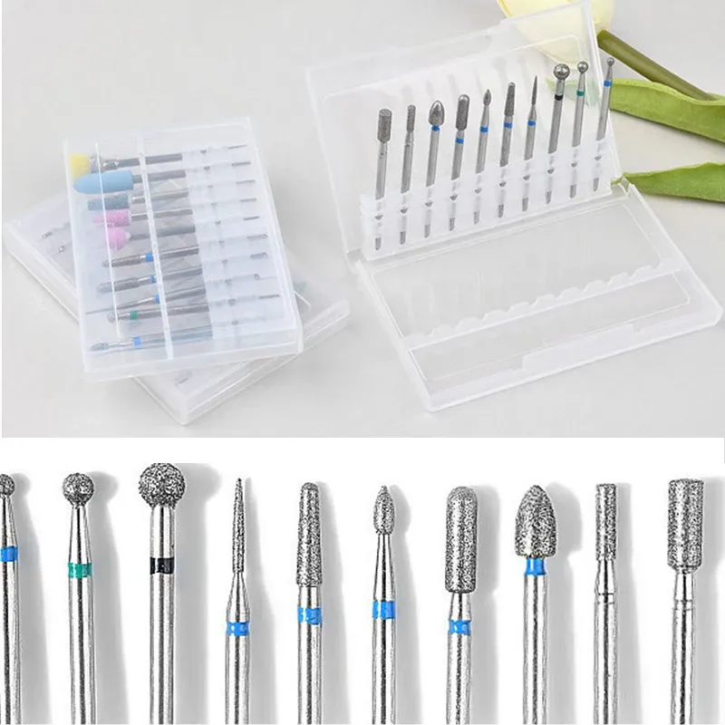 BITS 10 pezzi di perforazione delle unghie pretrimiche russe set di fresate per fresatura per perforazione per manicure Accessorio per unghie per unghie per unghie Bitto