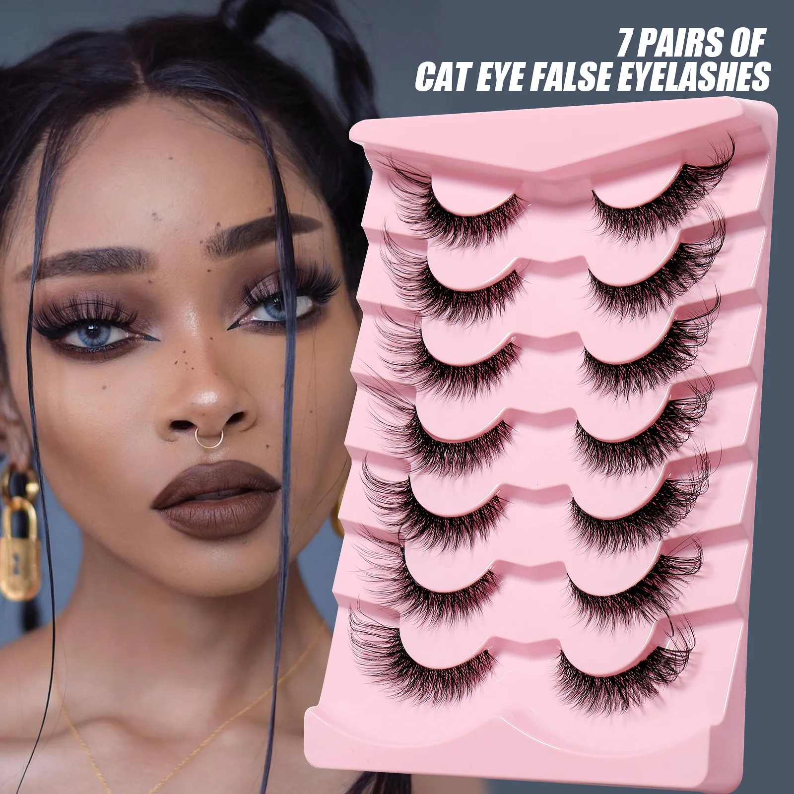 European American False Eyelashes Transparent Terrier Fox Eye False Eyelashes 7Pair Eye Tail Extension Daily Makeup Stage Makeup Ladies High-End