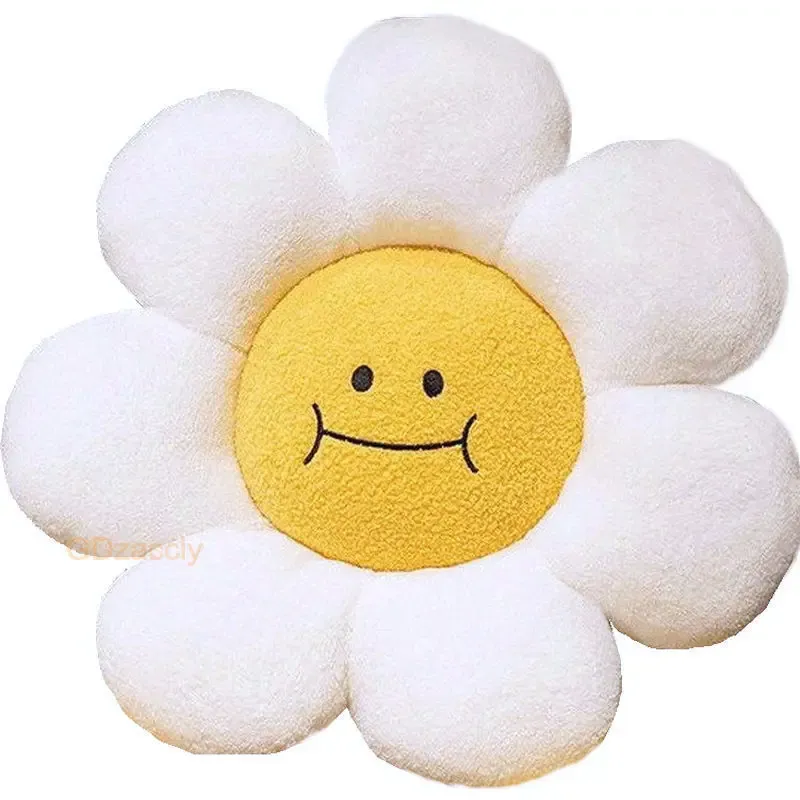 Cuscino morbido bianco margherita fiore cuscinetto sorriso ripieno faccia girasole sedia cuscino di divani di divani per il suo dono unico