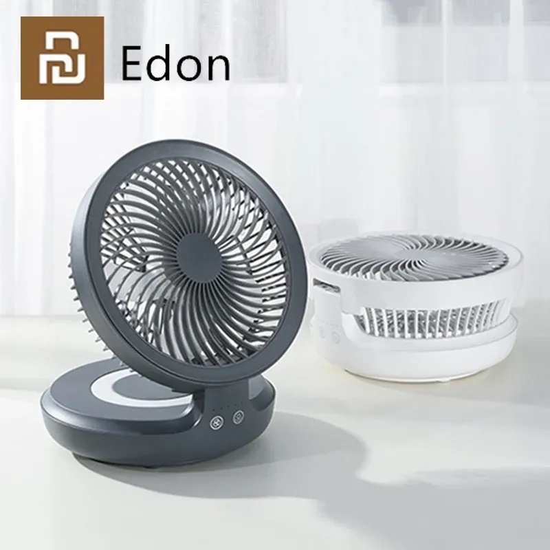 Tillbehör YOUPIN EDON E808 SUSPENDED DESKTOP FAN FOLDING PORTABLE Electric Fan Shaking Head USB RECHARGEABLE 4 Wind Speed ​​Touch Control