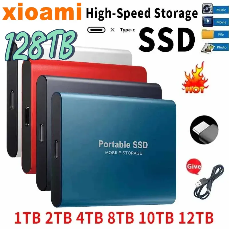 Boxen für Xiaomi tragbare SSD 1TB/2TB Highcapacity USB/Typec -Schnittstelle Hochgeschwindige externe Festplatte für Laptops/Desktop/Telefone