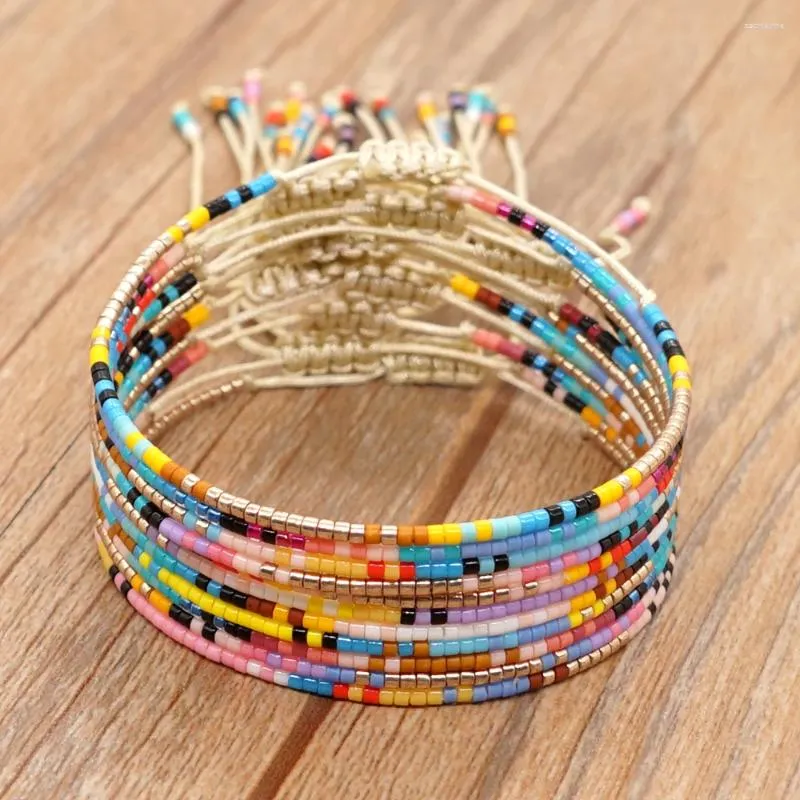 Pulseras de enlace GO2BOHO Minimalista Amistad Bracelet Joya de moda Multicolor Miyuki Tiny para mujeres