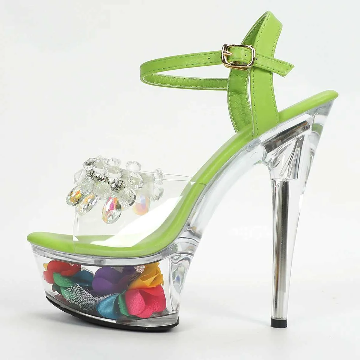 Dress Shoes Womens Summer Sexy Versatile Rhinestones High Heel Sandals D115 Series 15cm 5cm Platform LFD H240425 396Q