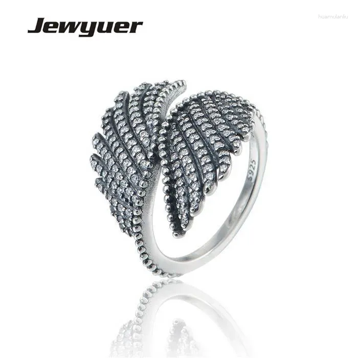 Clusterringen herfstcollectie Phoenix Feather Ring 925 Sterling Silver Jewelry for Women Engagement Wedding Anillos RIP045