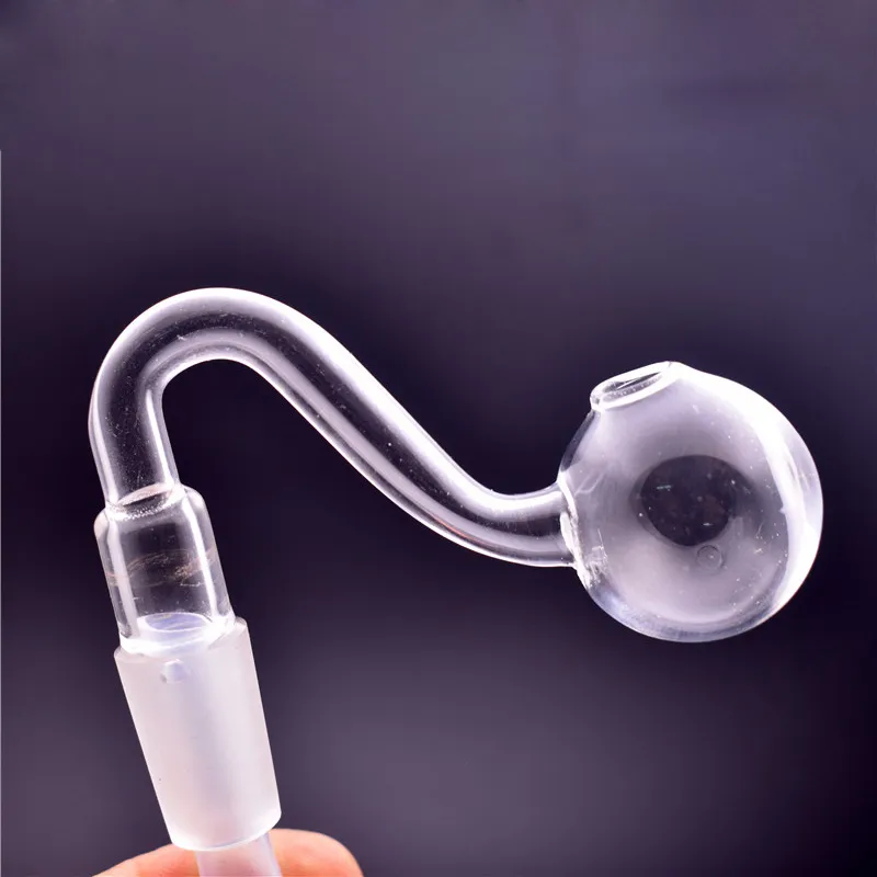 10st Big Size Bent Curve Glass Oil Burner Pipe med 3 cm Big Head Bowl Thick Pyrex Hookah Accessories 10mm 14mm 18mm Manlig kvinnlig tobaksverktyg