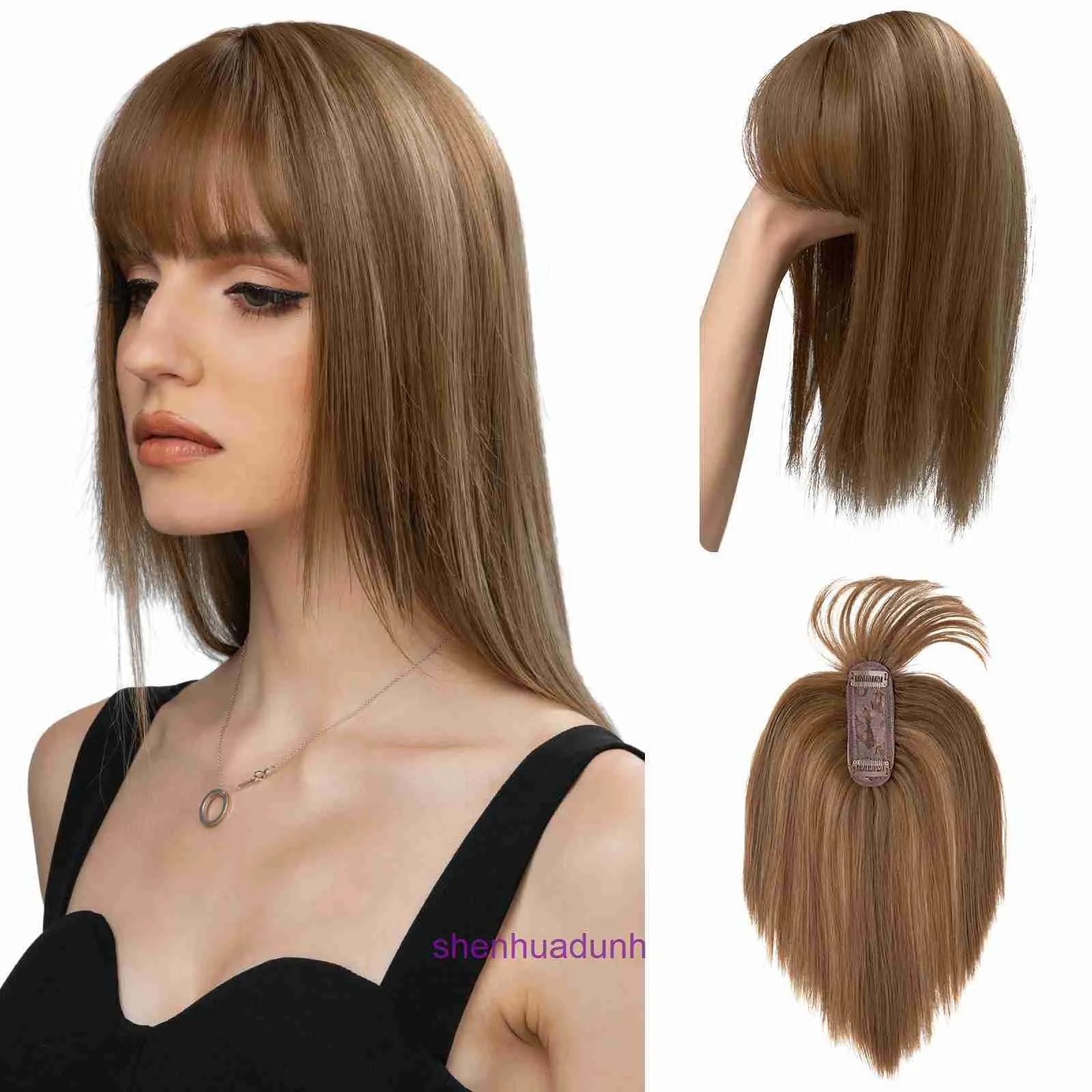 Perruques de cheveux authentiques Store en ligne Wig Femmes Top Patch Air Bangs Couvrant une simulation de fibre synthétique naturelle blanche