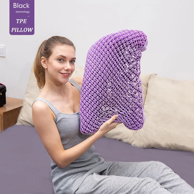 Pillow Neck Message lit oreiller cool tpe tpe élasticité orthopédique épaule protection de la douleur cervicale avec couverture pour le sommeil pour le sommeil violet