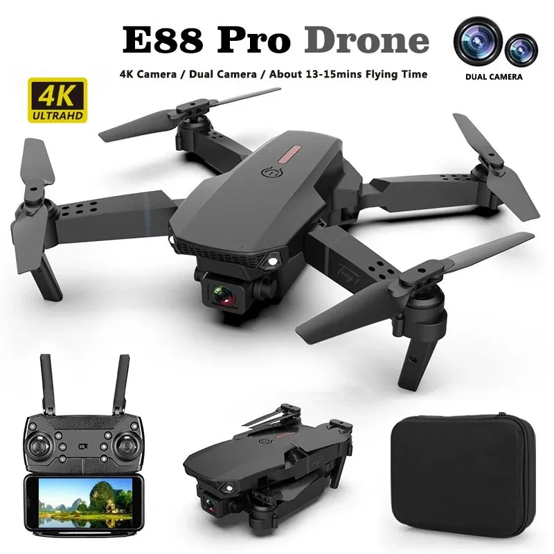 Zhenduo E88 Pro Drone 4K Professional HD RC Airplane DualCamera Wideangle Head Remote Quadcopter Toy Hélicoptère 240417
