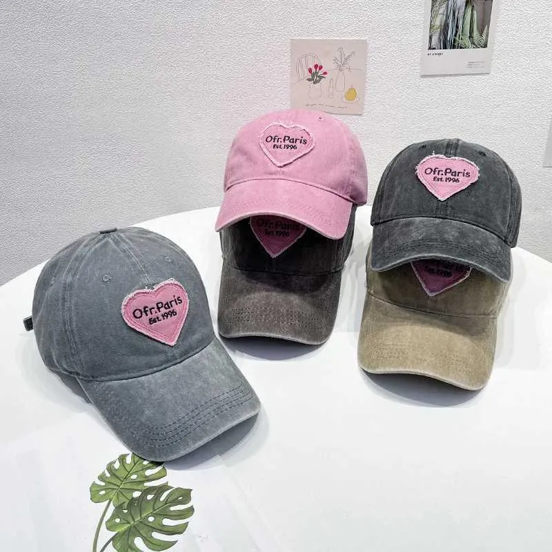 Ball Caps Women Baseball Cap Vintage Lavato in Cotton Top Top Pap Hat Retro Y2K Pink Love Heart Letter RACCHATURE CAPBACK RACCORA J240425