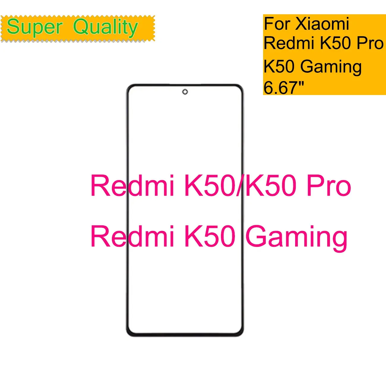 Panneau 10pcs / lot pour Xiaomi Redmi K50 Pro K50i Tacy Screen Pannel Front Glass Lens Glass pour Redmi K50 Gaming LCD Glass Front avec OCA