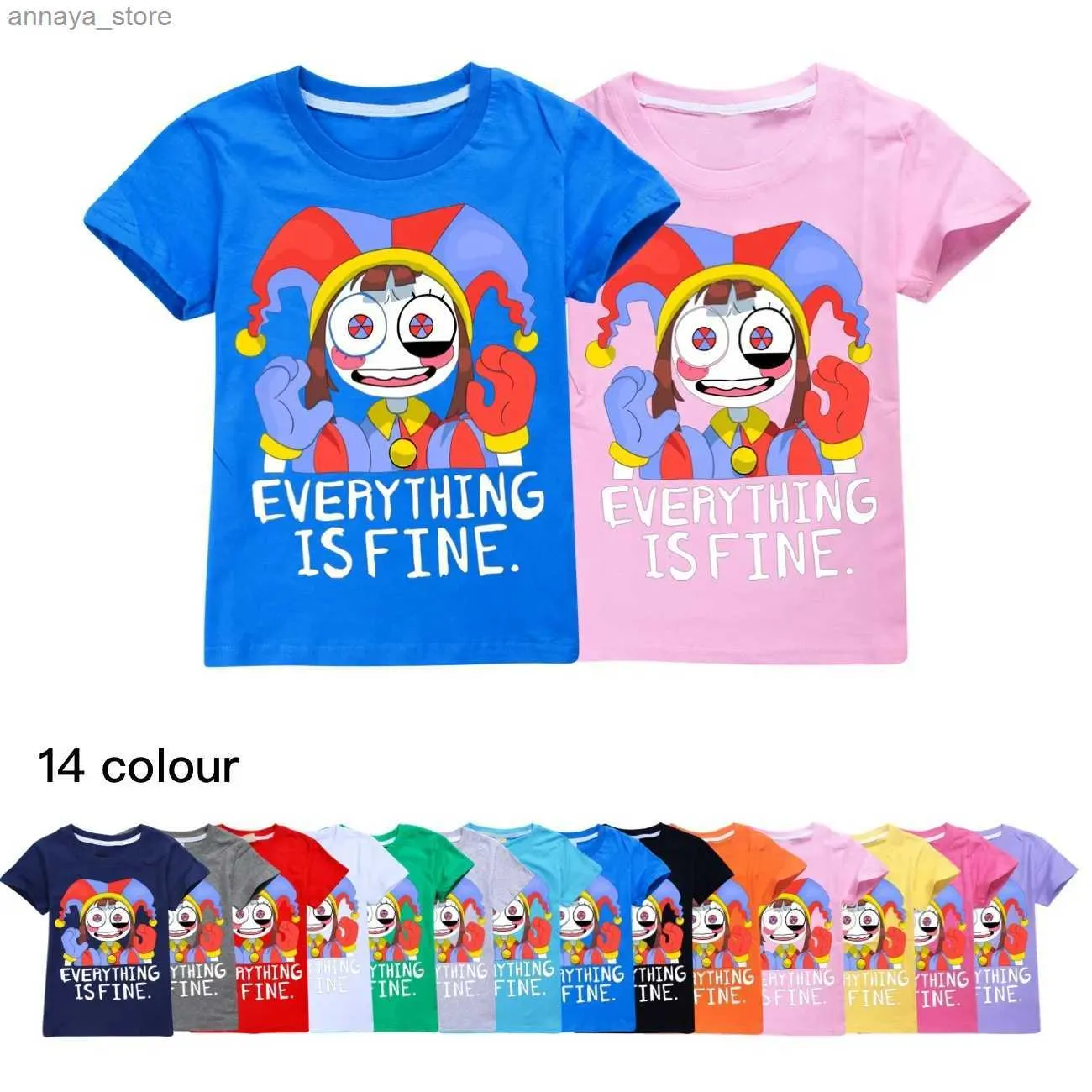 T-shirts Cute Pomni T-Shirts Children The Amazing Digital Circus Short Sleeve Casual Fashion Printed Boys Girls Tops Spring SummerL2404