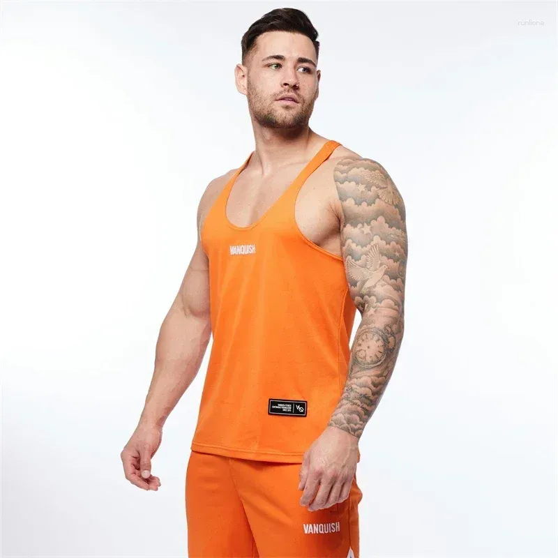 Herrtankstoppar män Vest Sports Fitness Summer Fashion Mens kläder Fast Torkning av andningsbara stretch basketträningskläder